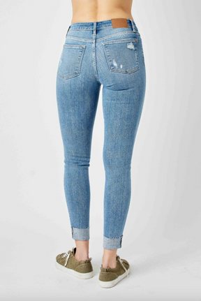 Judy Blue Destroy Cuffed Skinny Jeans