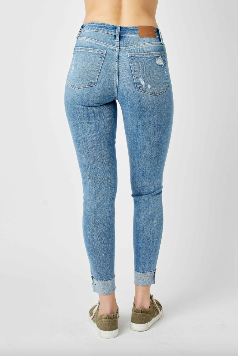 Judy Blue Destroy Cuffed Skinny Jeans