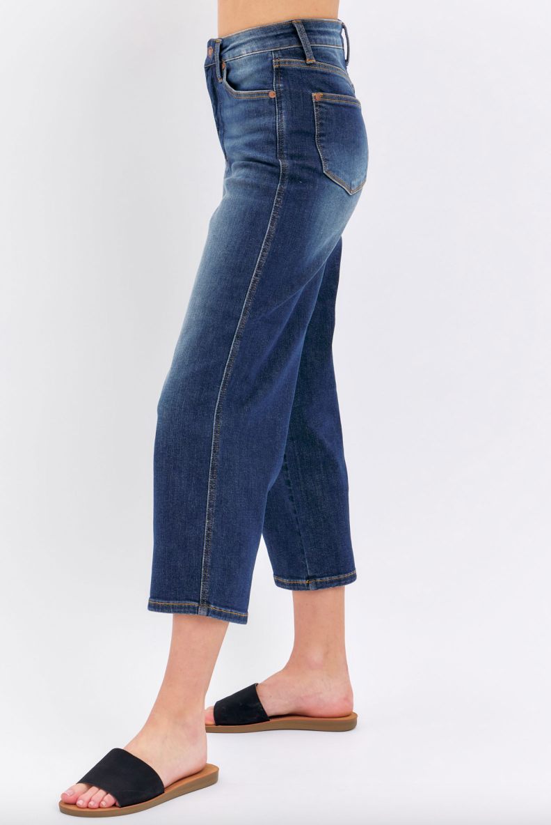 Judy Blue Tummy Control Cropped Wide Leg Jeans