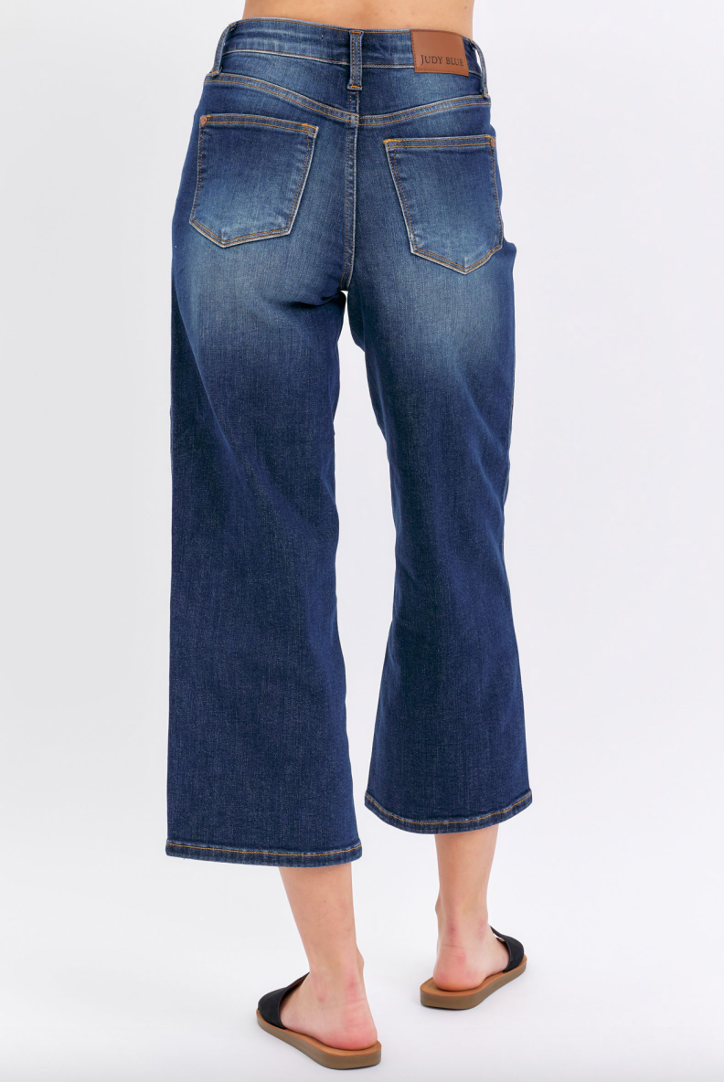 Judy Blue Tummy Control Cropped Wide Leg Jeans