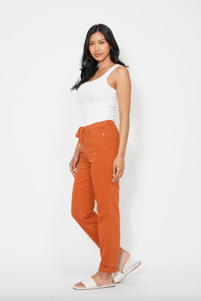 Judy Blue Double Cuff Joggers - Auburn Orange