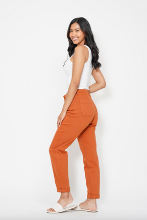 Judy Blue Double Cuff Joggers - Auburn Orange