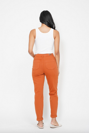 Judy Blue Double Cuff Joggers - Auburn Orange