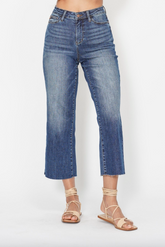 Judy Blue Embroidered Pocket Cropped Wide Leg Jeans