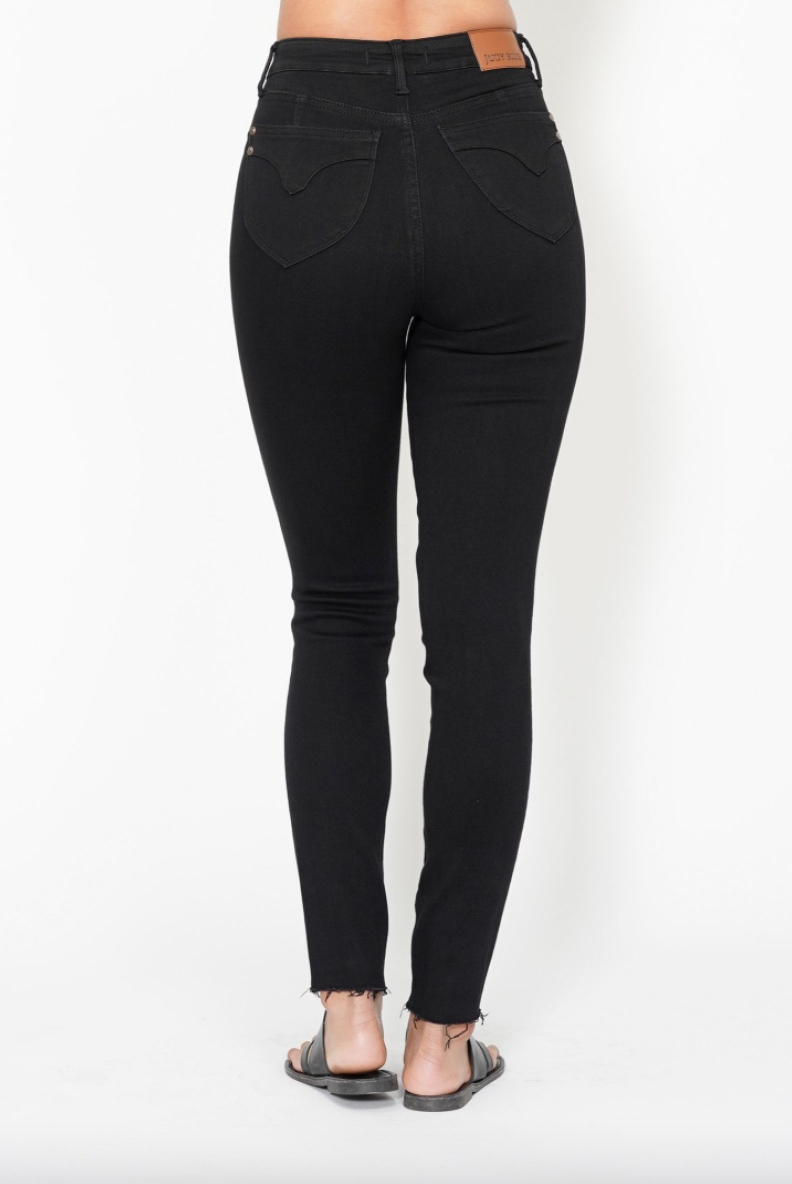 Judy Blue Tummy Control Shield Pocket Skinnies - Black