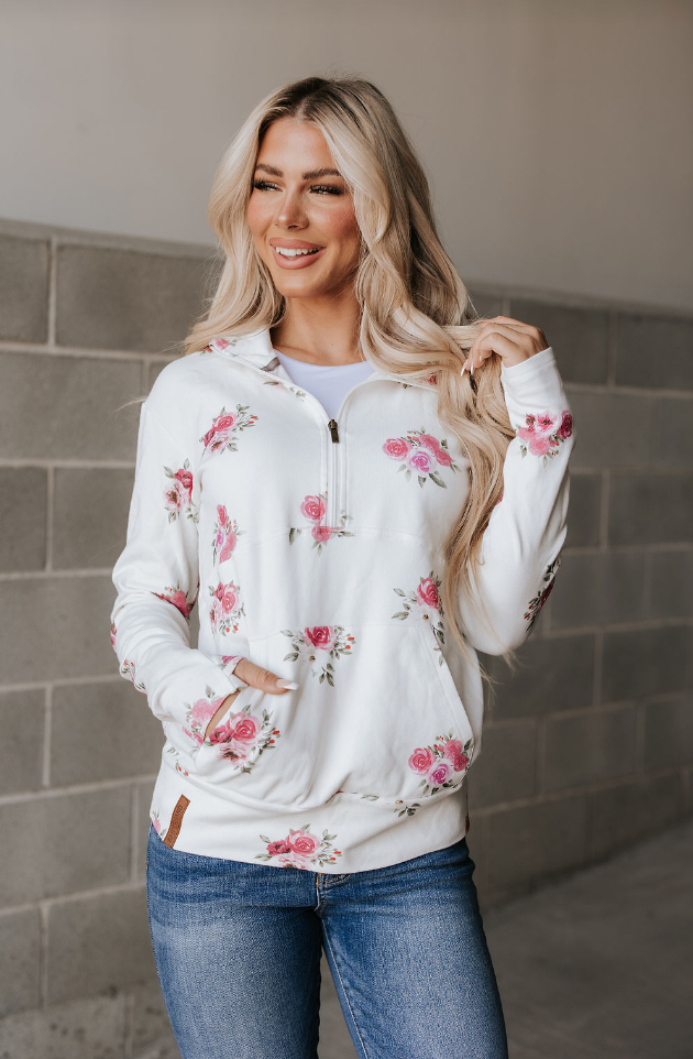 Ampersand Avenue Halfzip Sweatshirt - Garden Bloom