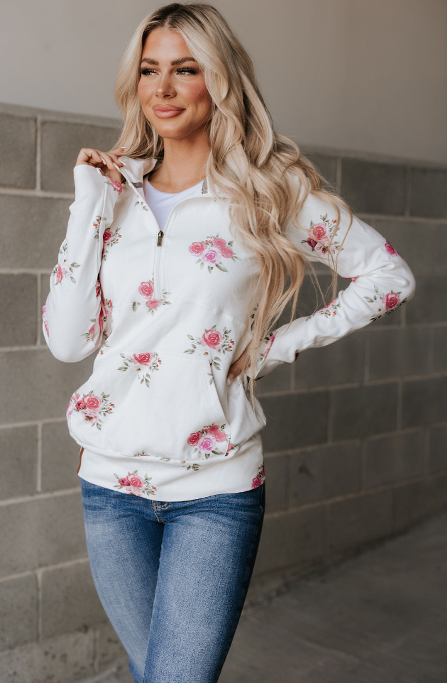 Ampersand Avenue Halfzip Sweatshirt - Garden Bloom