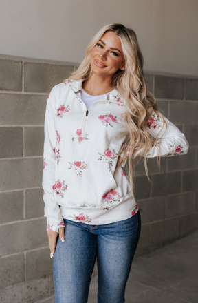 Ampersand Avenue Halfzip Sweatshirt - Garden Bloom