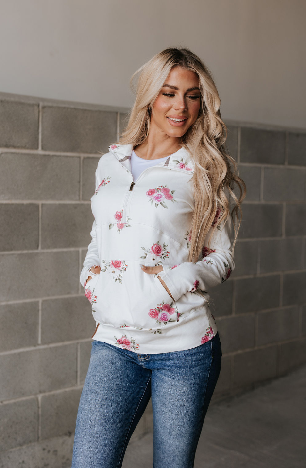 Ampersand Avenue Halfzip Sweatshirt - Garden Bloom