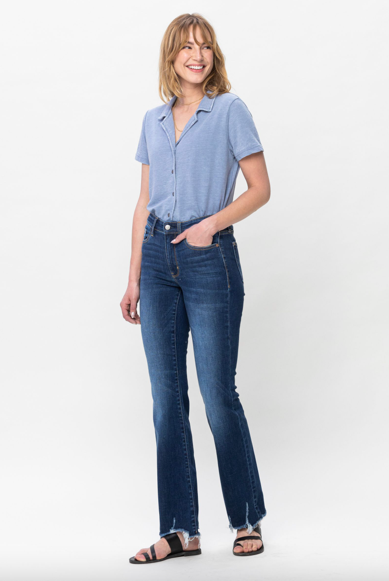 Judy Blue Distressed Hem Bootcut Jeans