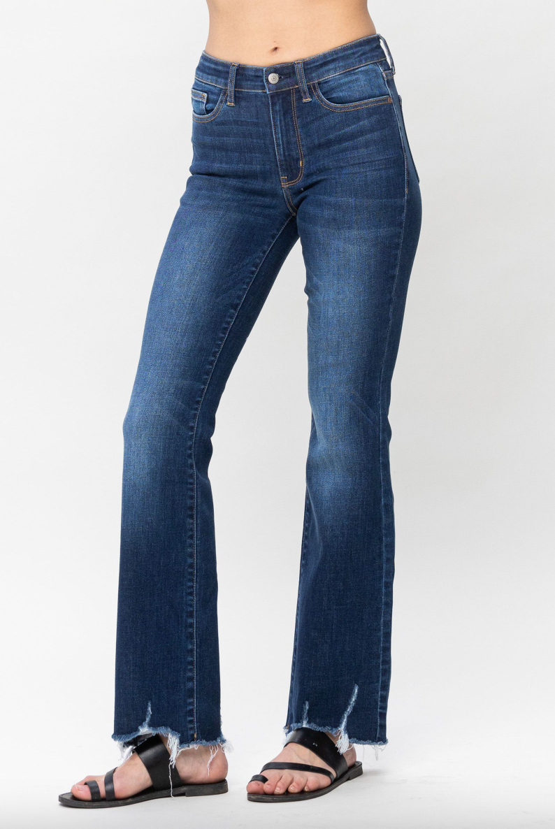 Judy Blue Distressed Hem Bootcut Jeans