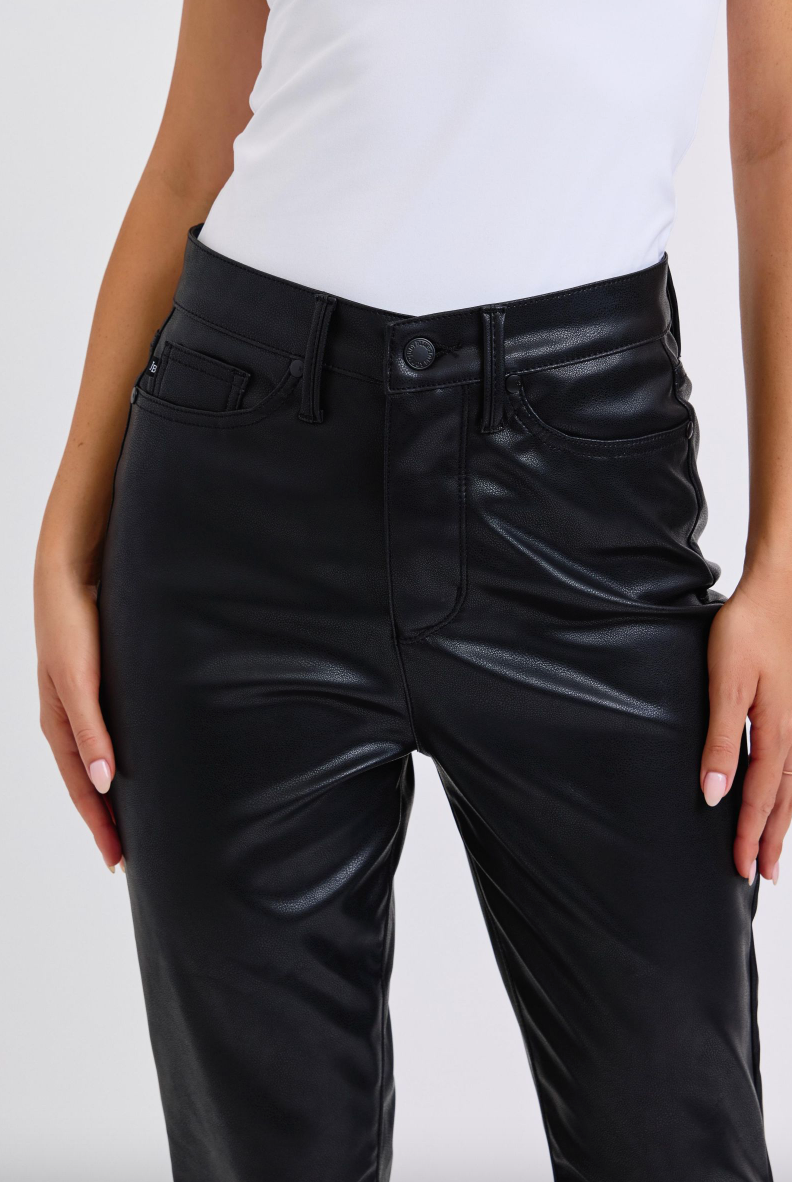 Judy Blue Tummy Control Faux Leather Bootcut Pants