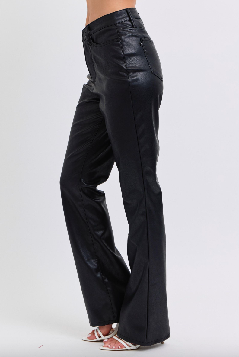 Judy Blue Tummy Control Faux Leather Bootcut Pants