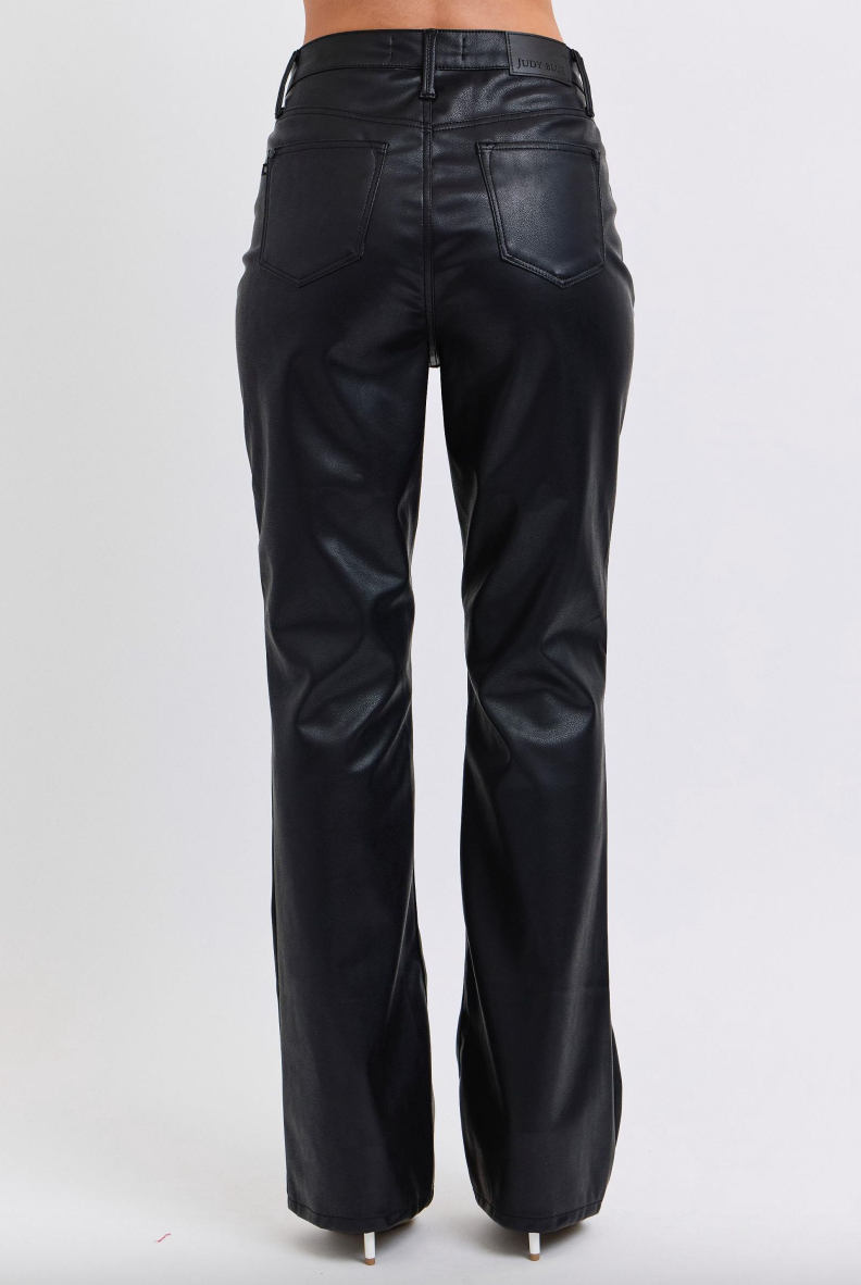 Judy Blue Tummy Control Faux Leather Bootcut Pants