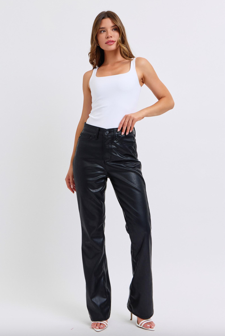 Judy Blue Tummy Control Faux Leather Bootcut Pants