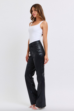 Judy Blue Tummy Control Faux Leather Bootcut Pants