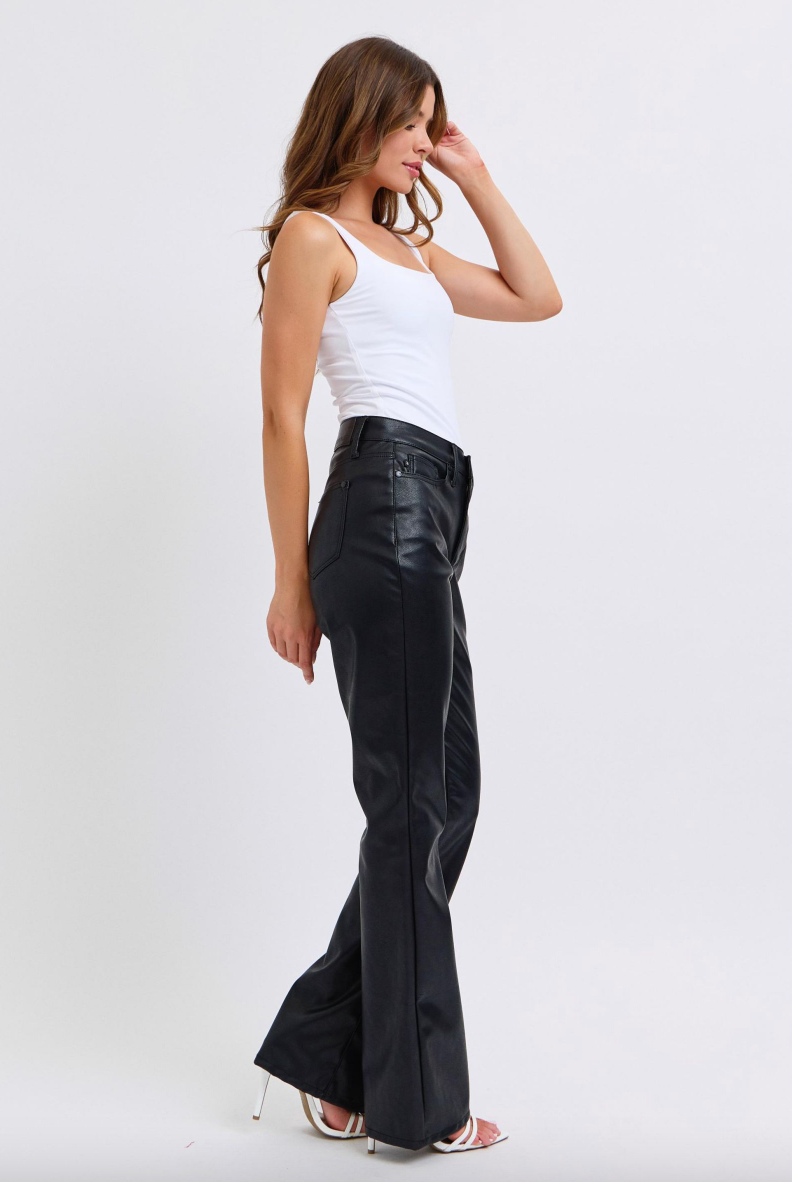 Judy Blue Tummy Control Faux Leather Bootcut Pants