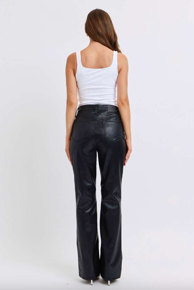 Judy Blue Tummy Control Faux Leather Bootcut Pants