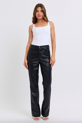 Judy Blue Tummy Control Faux Leather Bootcut Pants