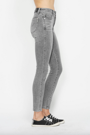 Judy Blue Tummy Control Shield Pocket Skinny Jeans - Grey