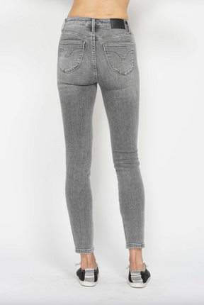 Judy Blue Tummy Control Shield Pocket Skinny Jeans - Grey