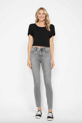 Judy Blue Tummy Control Shield Pocket Skinny Jeans - Grey