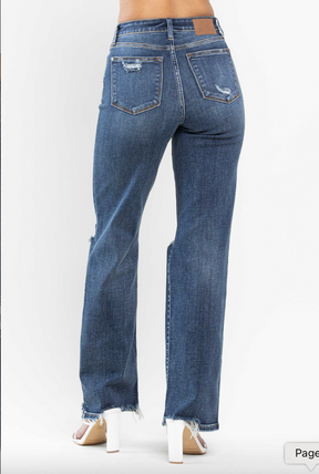 Judy Blue 90's Knee Destroy Straight Leg Jeans