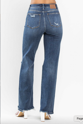 Judy Blue 90's Knee Destroy Straight Leg Jeans