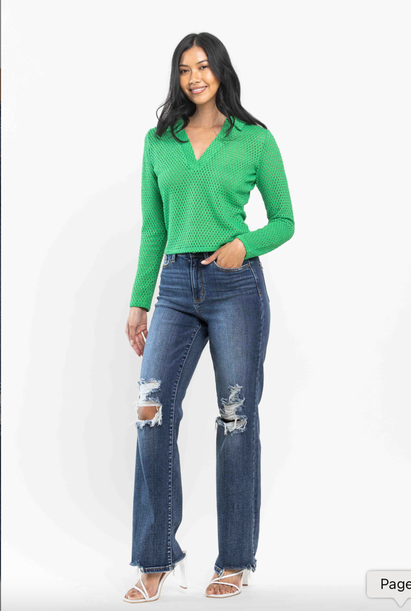 Judy Blue 90's Knee Destroy Straight Leg Jeans