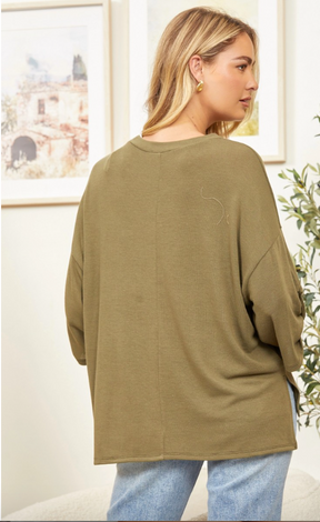 Take Me Away Boxy Top - Olive