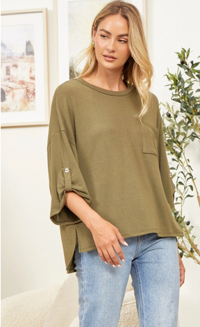 Take Me Away Boxy Top - Olive