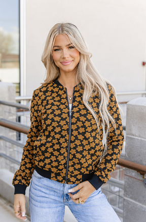 Ampersand Avenue Flower Bomb-er Jacket - Mustard