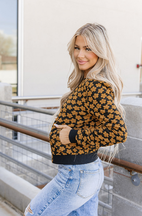 Ampersand Avenue Flower Bomb-er Jacket - Mustard