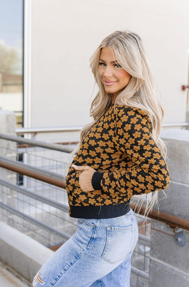 Ampersand Avenue Flower Bomb-er Jacket - Mustard