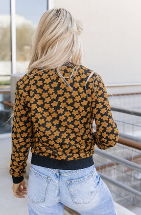 Ampersand Avenue Flower Bomb-er Jacket - Mustard