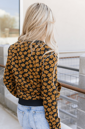 Ampersand Avenue Flower Bomb-er Jacket - Mustard