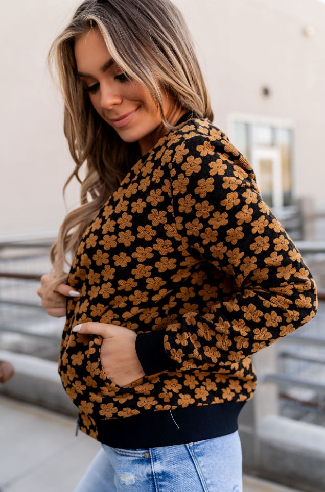 Ampersand Avenue Flower Bomb-er Jacket - Mustard