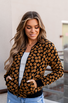 Ampersand Avenue Flower Bomb-er Jacket - Mustard