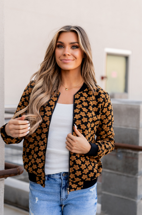 Ampersand Avenue Flower Bomb-er Jacket - Mustard