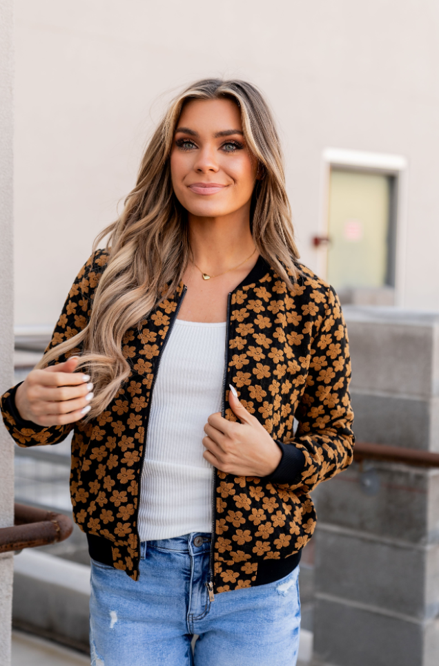 Ampersand Avenue Flower Bomb-er Jacket - Mustard