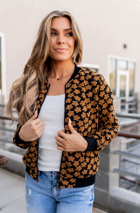 Ampersand Avenue Flower Bomb-er Jacket - Mustard