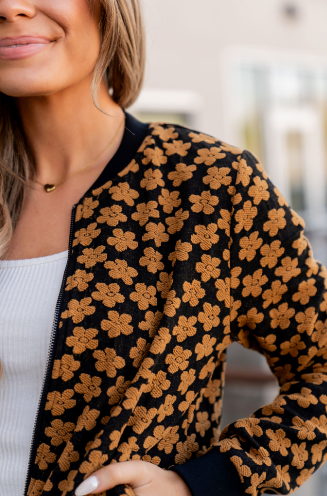 Ampersand Avenue Flower Bomb-er Jacket - Mustard