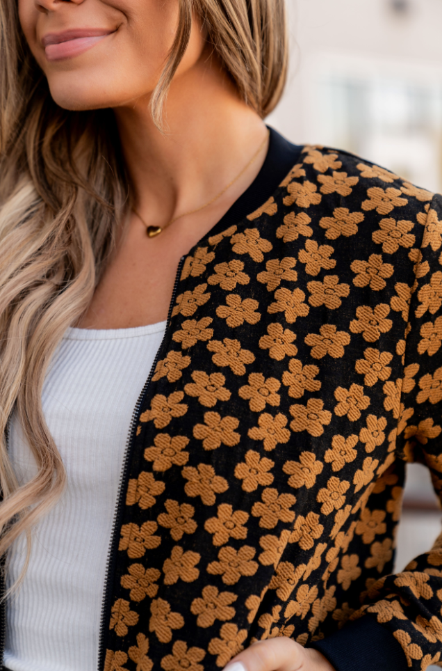 Ampersand Avenue Flower Bomb-er Jacket - Mustard