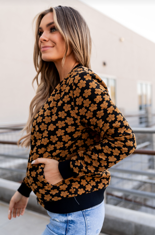 Ampersand Avenue Flower Bomb-er Jacket - Mustard