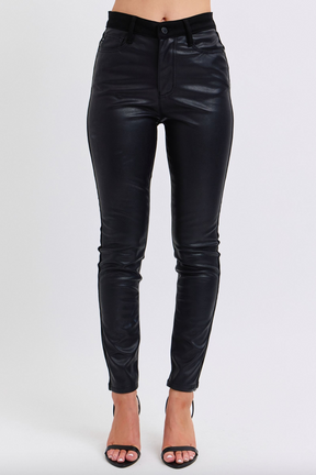 Judy Blue Faux Leather & Denim Skinny Jeans