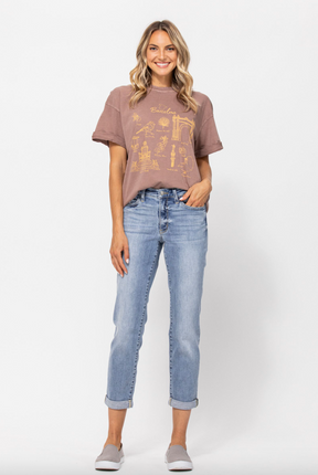 Judy Blue Bleach Wash Boyfriend Jeans