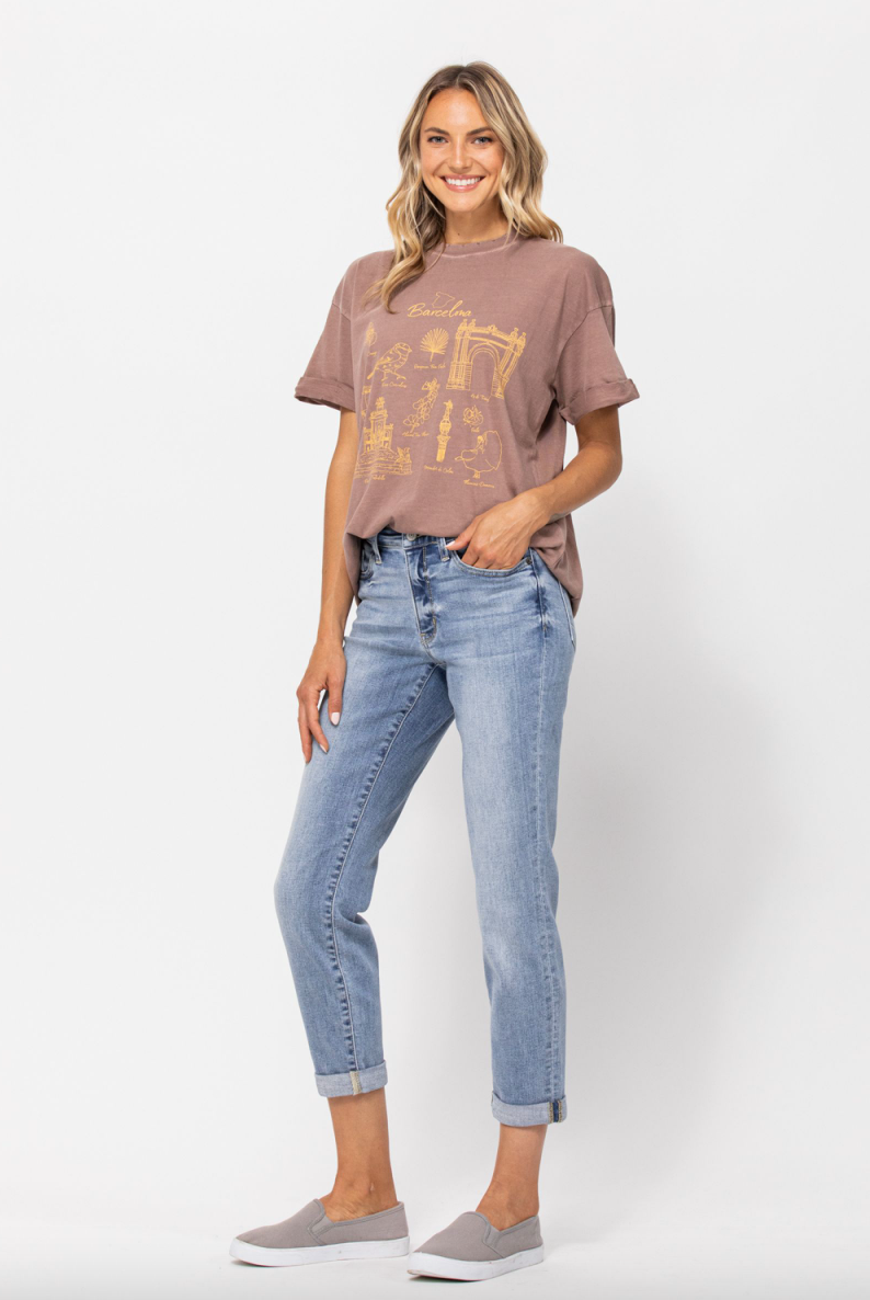 Judy Blue Bleach Wash Boyfriend Jeans