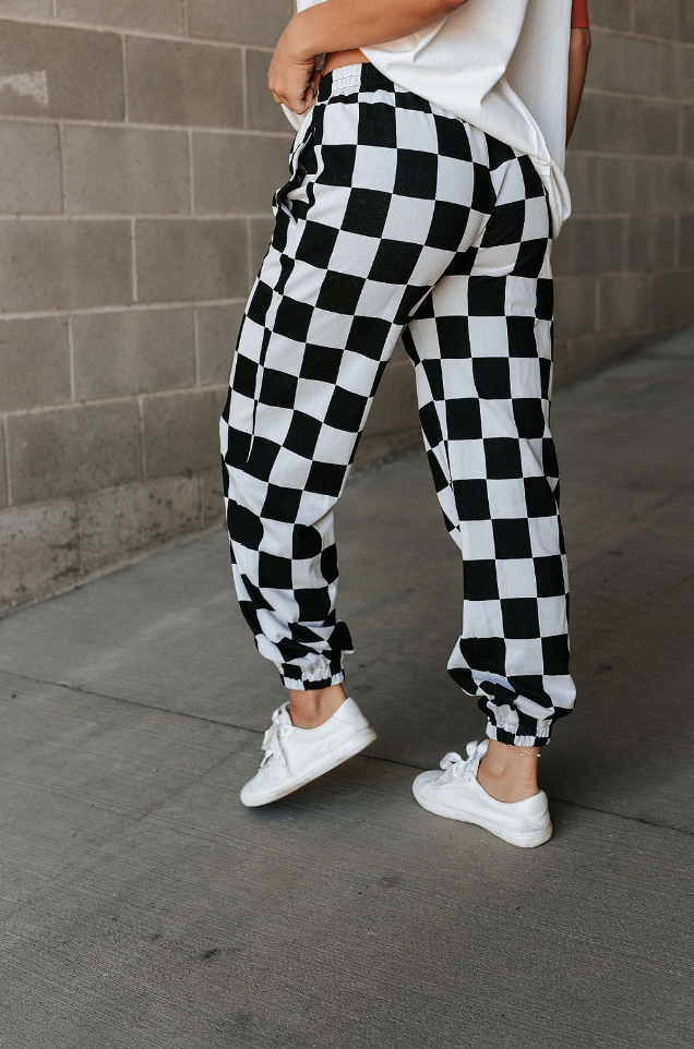 Ampersand Avenue Checkered Joggers - Black Jack