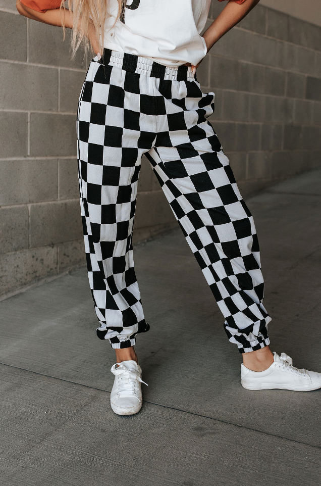 Ampersand Avenue Checkered Joggers - Black Jack