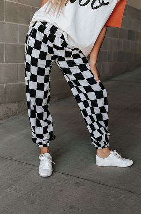 Ampersand Avenue Checkered Joggers - Black Jack